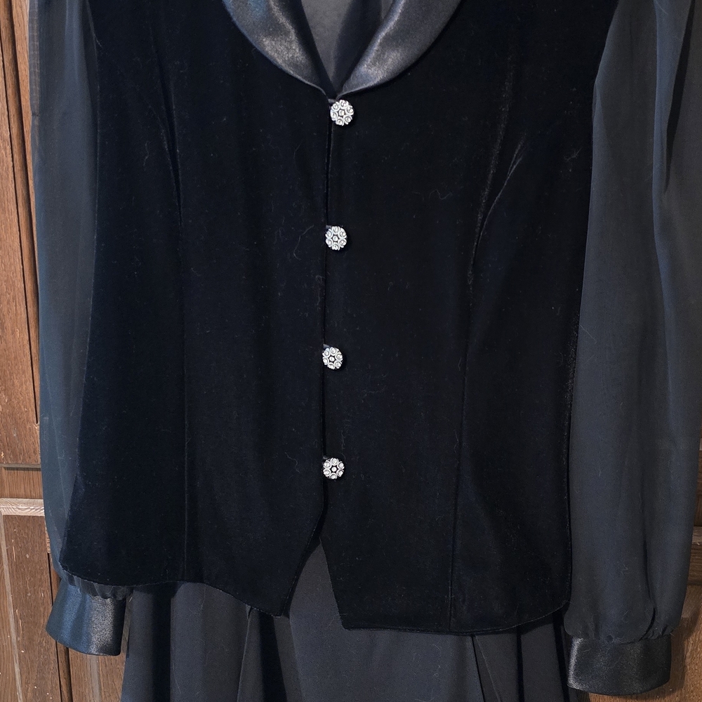 Dress Barn Black Maxi Dress with Sheer Sleeves